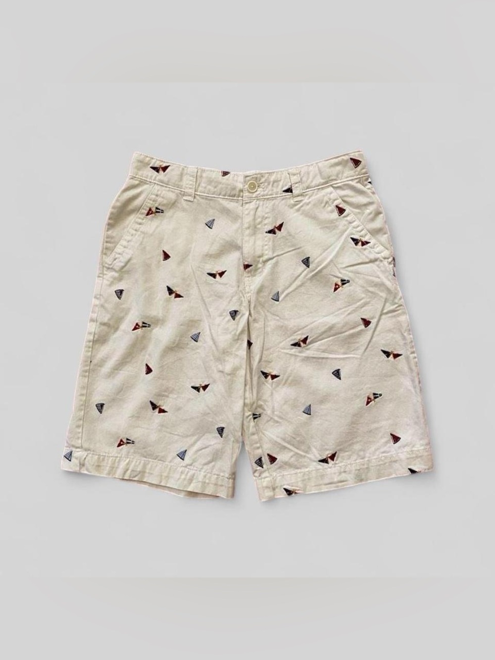 Cherokee Nautical Flag Chino Shorts White Cotton Boys Size 16, 29” waist